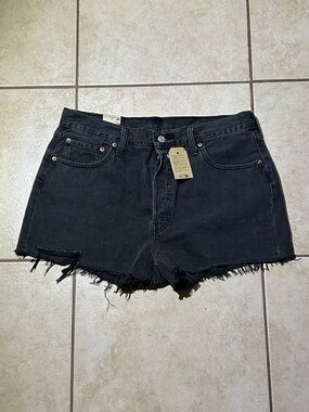 Levi's Black Frayed Denim Shorts